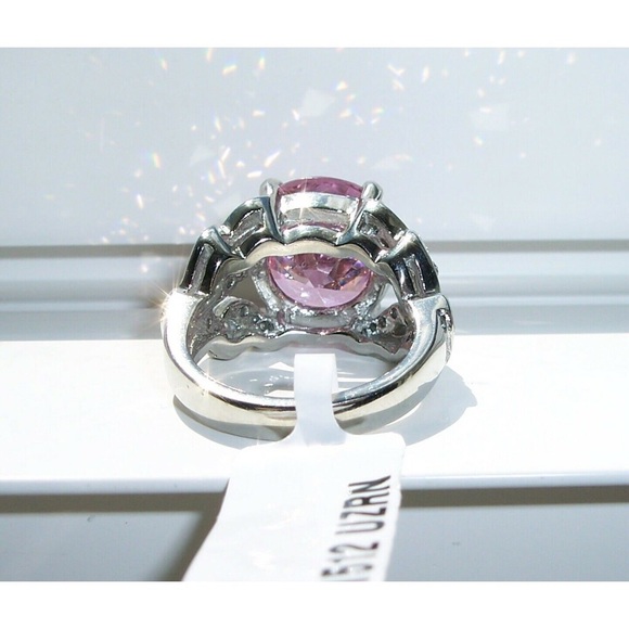 STAINLESS STEEL Huge Simulated Pink Sapphire Ring - Picture 9 of 12